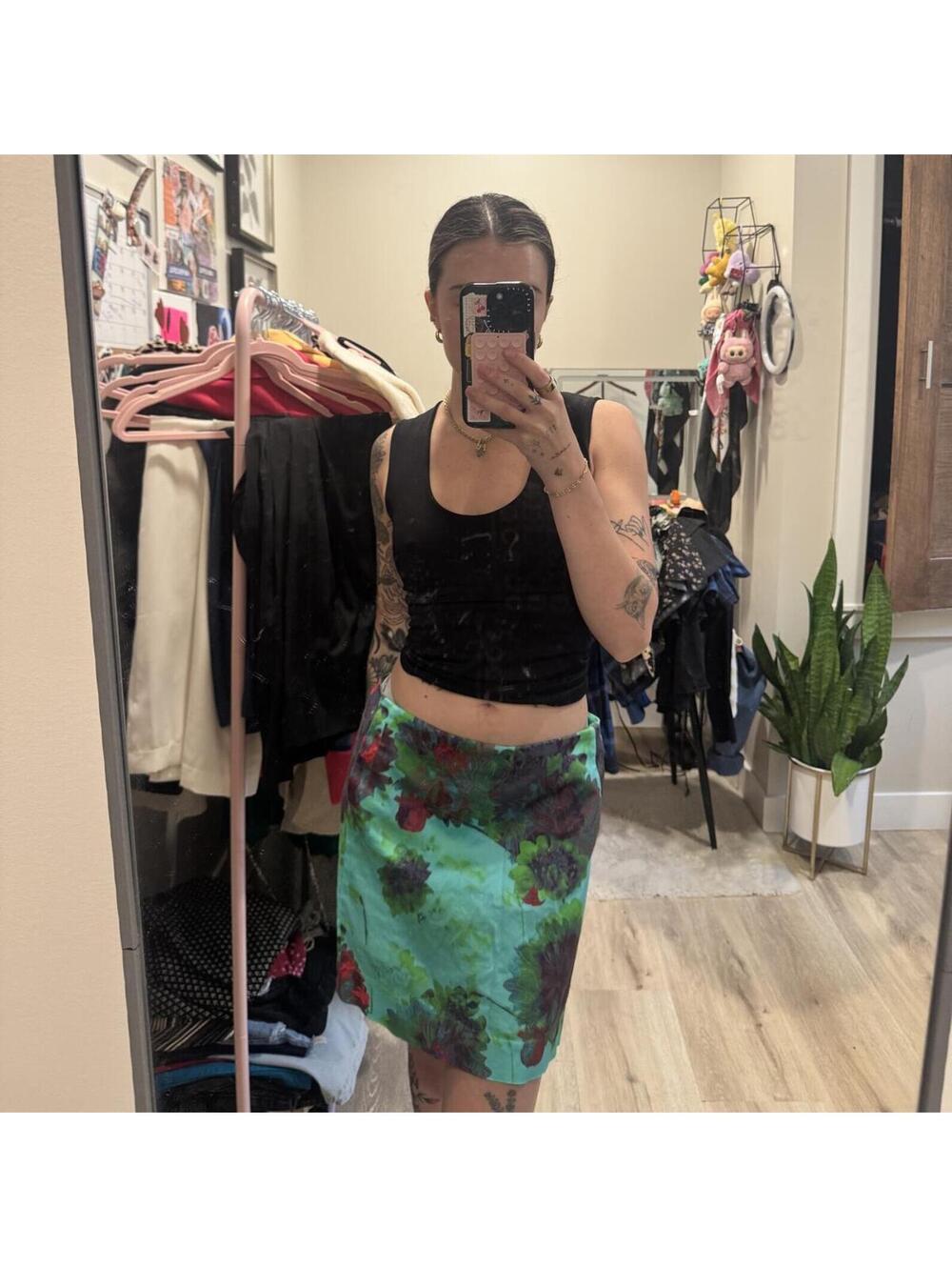 J.Crew Abstract Floral Mini Skirt Blue Green Watercolor Print Size 10